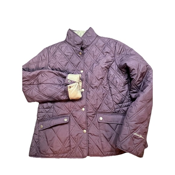 Eddie Bauer Jacket Womens Medium Purple Quilted‎ Field Barn Chore Ranch Button - Picture 1 of 13